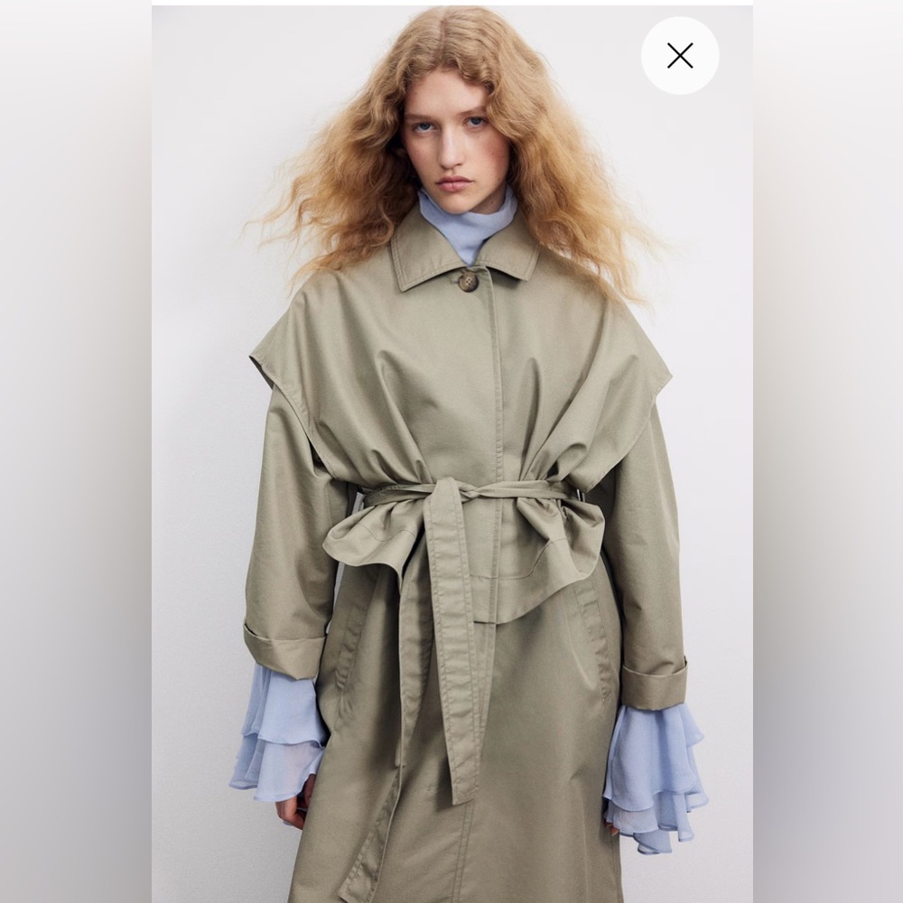 Light khaki long trench coat